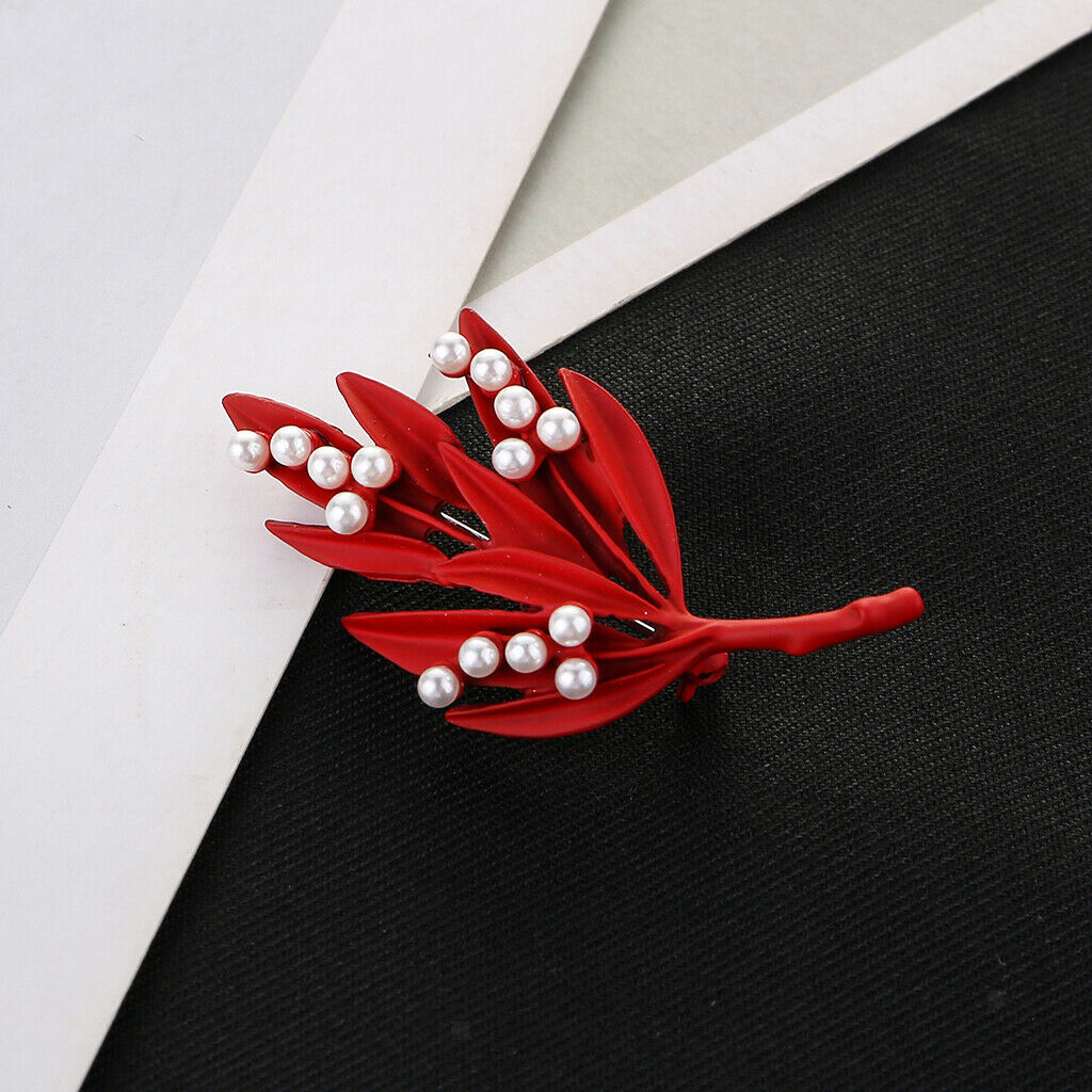 Fashion Women Leaf Brooch Breastpin Corsage for Party Proms Red
