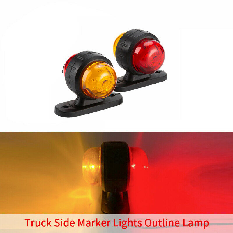 2PCS 12V-24V Truck Grille Strobe Lights Side Marker Indicator Flash Warning Lamp