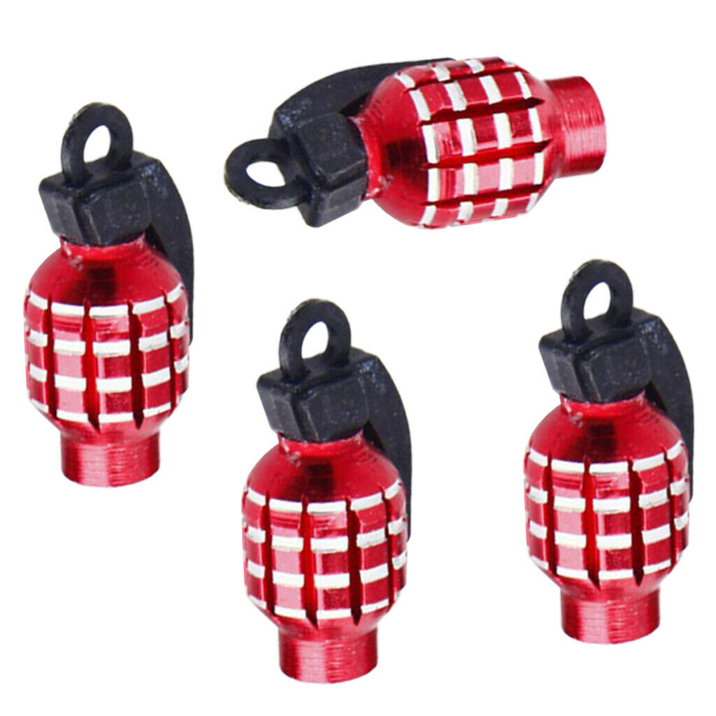 4Pcs/set Aluminum Red Alloy Tire Rim Valve Air Port Dust Cover Stems