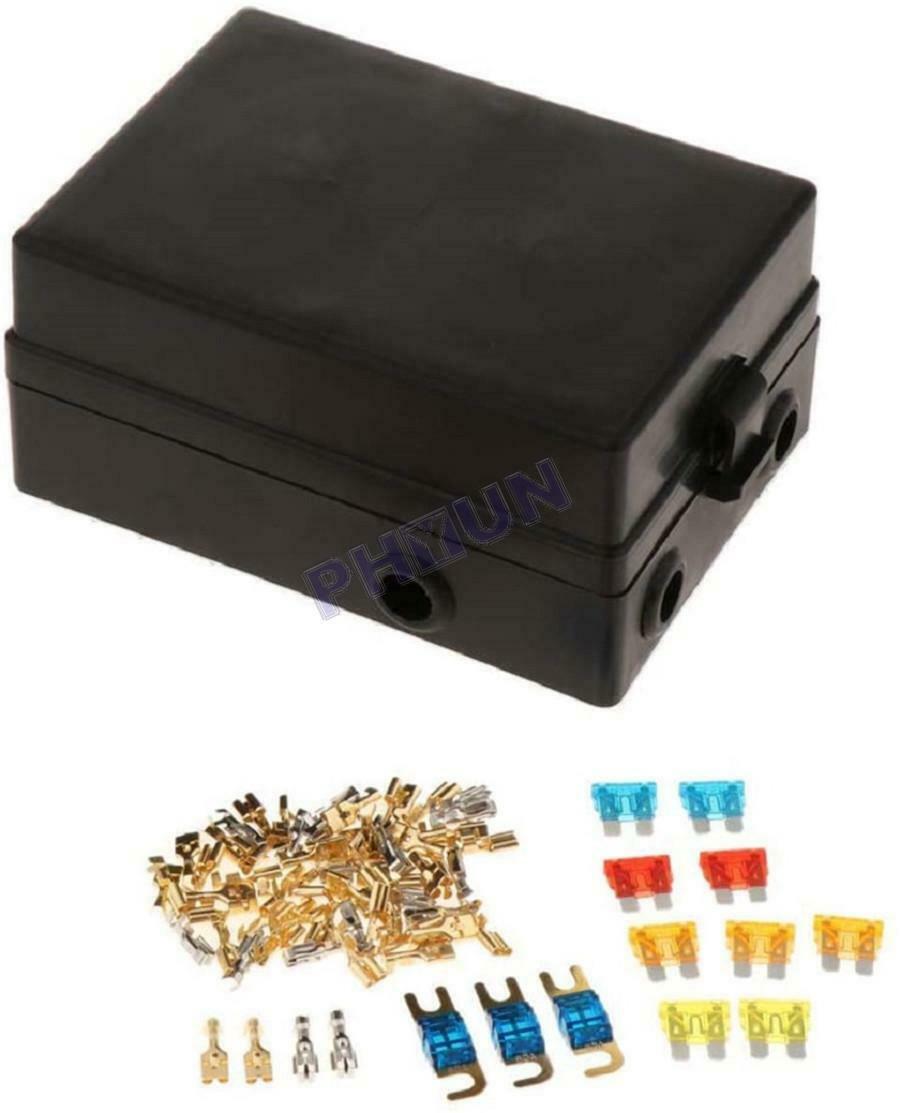 12-Way Blade Fuse Box w/ 9-Way Relay Box Assembly For Car Truck SUV Marine Boat