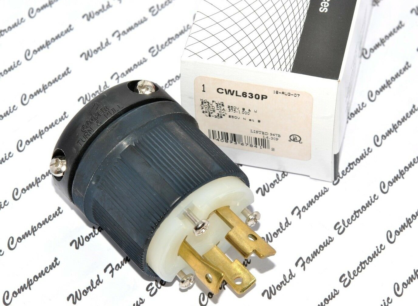 1pcs - COOPER CWL630P NEMA L6-30 30A 250V Twist Hart-Lock Locking Plug