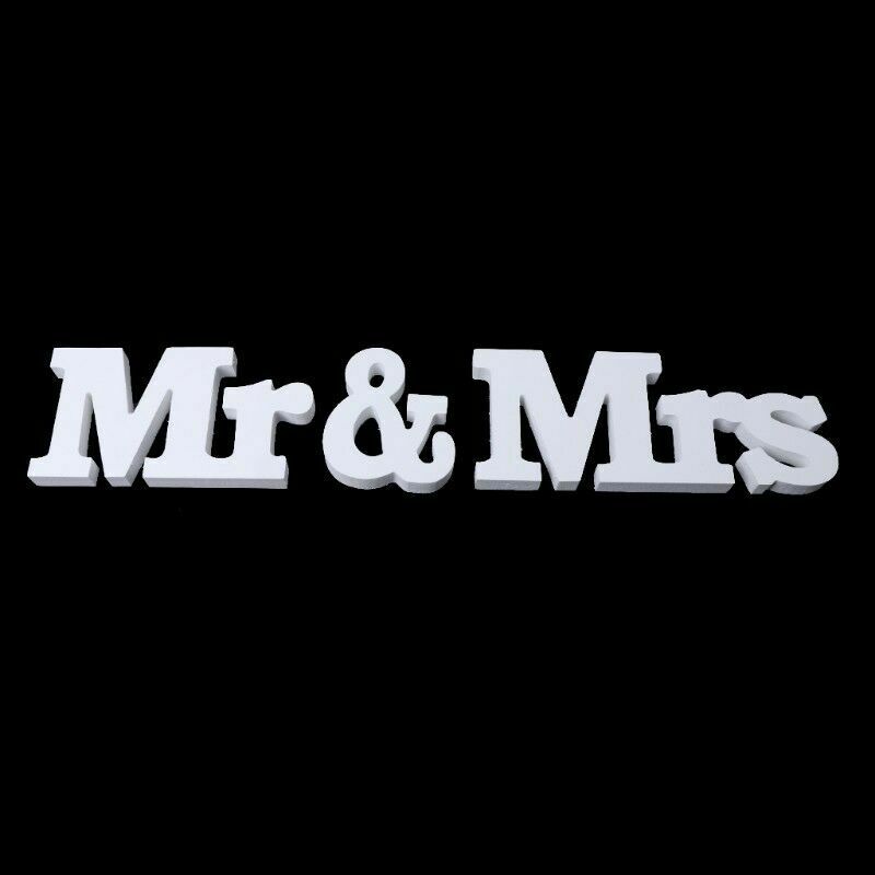 White Mr and Mrs Letters Sign Wooden Standing Top Table Wedding Decoration