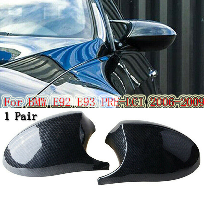 2pcs Carbon Fiber Style Mirror Cover Cap Fit For BMW E90 E93 PRE-LCI 2005-2009