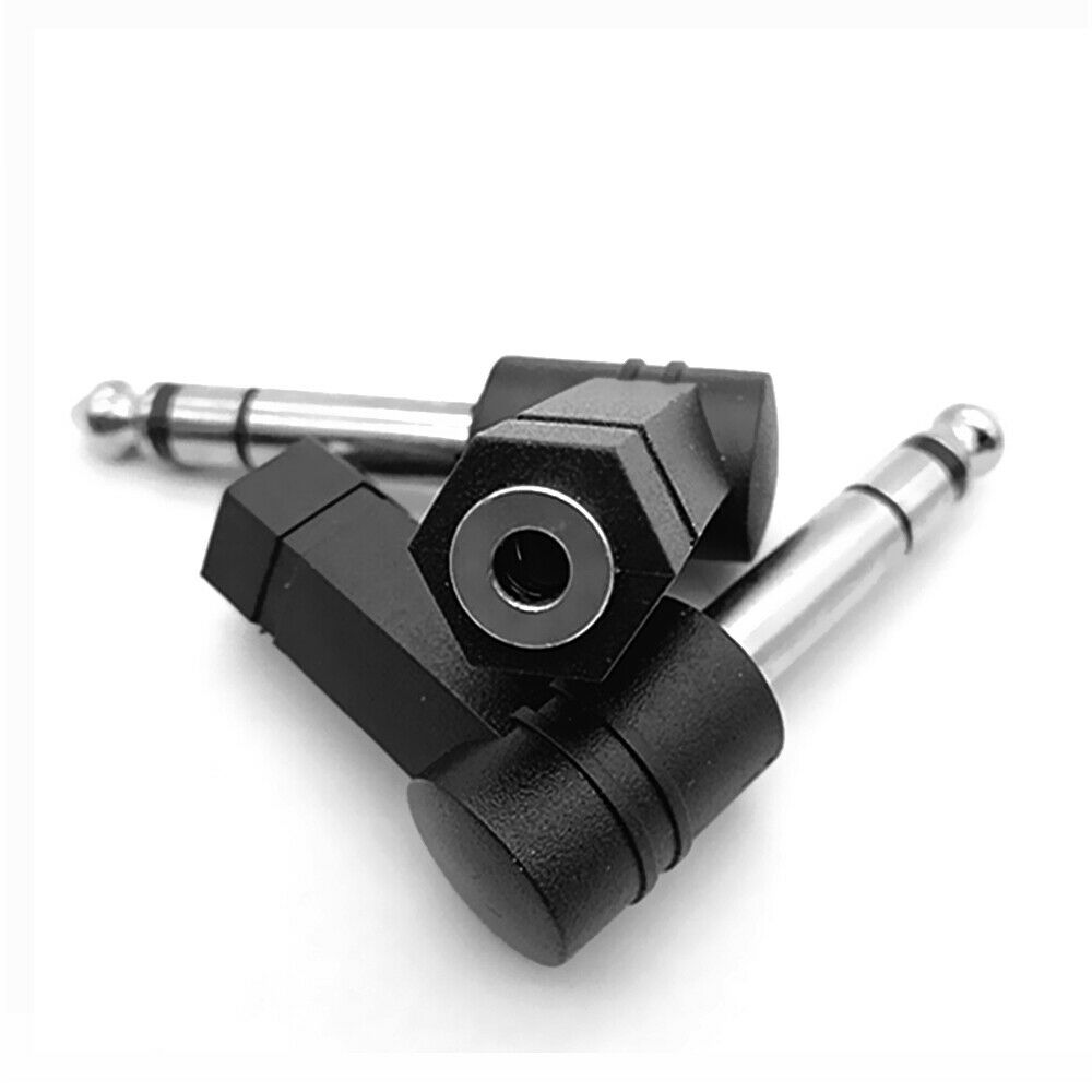 6.35mm Male to 3.5mm Female Plug 3 Pole Stereo Audio Adapter 90 Degree