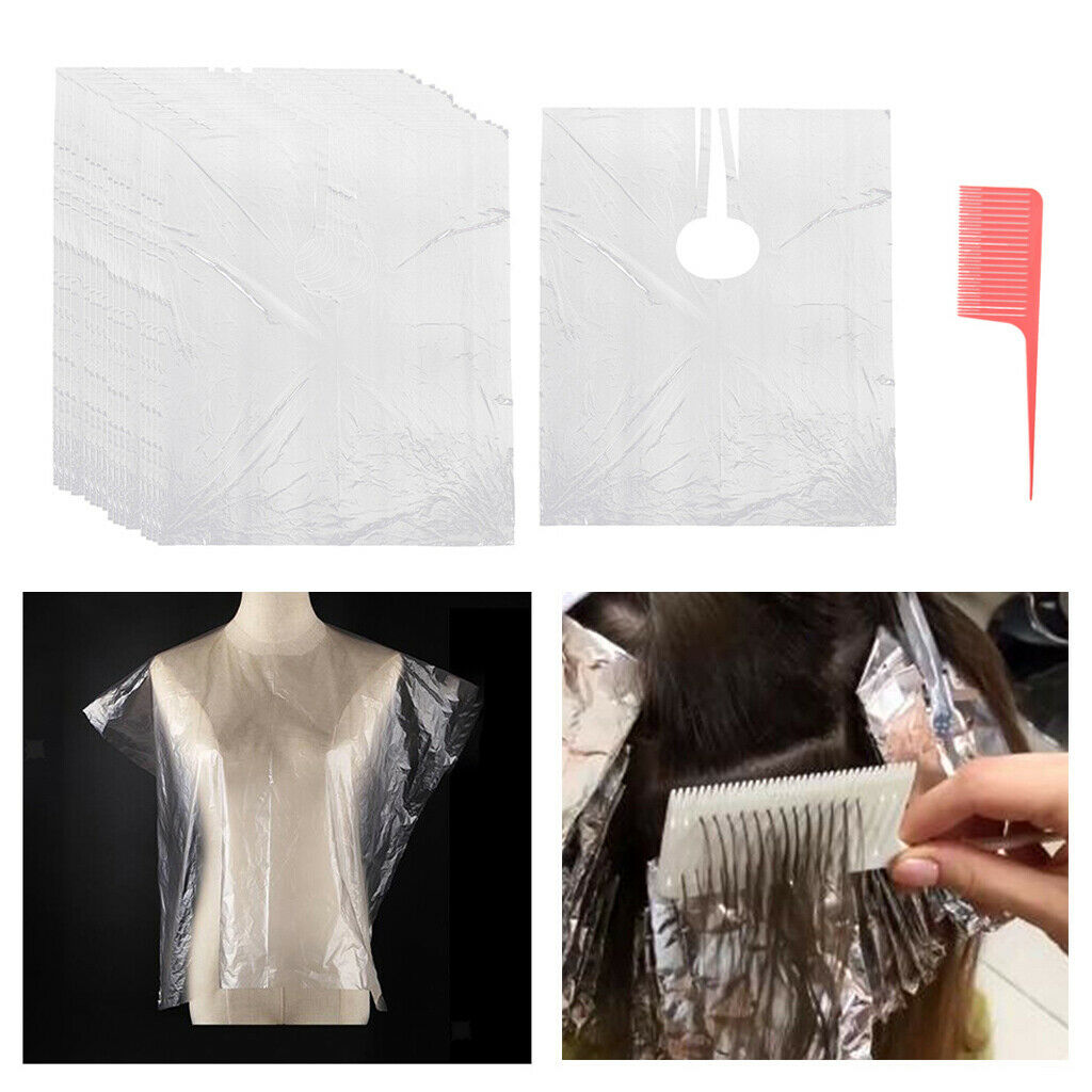 50pcs Disposable Hair Cutting Capes Gowns Shop Apron and Highlight Comb Set