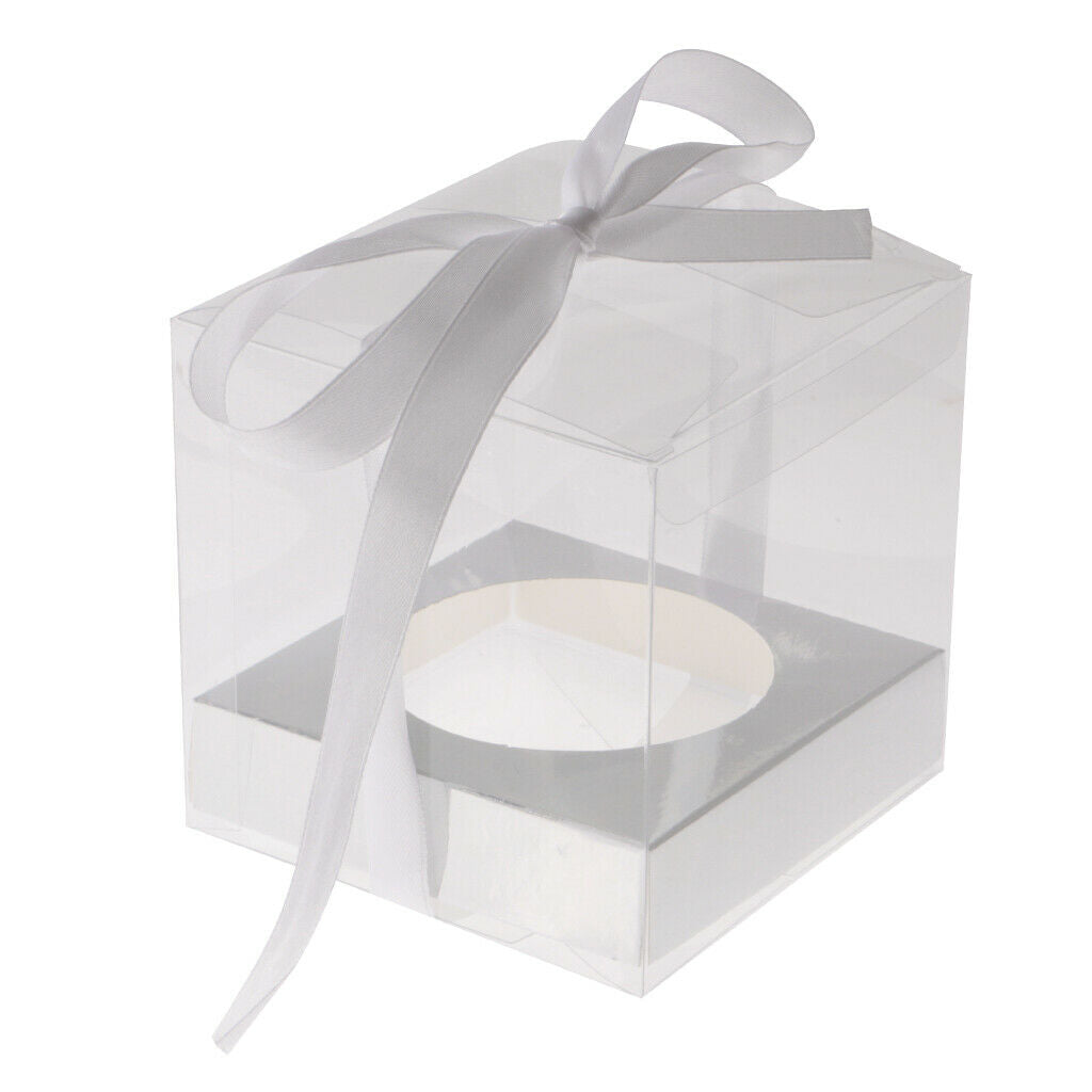 Pack of 12 Clear Gift Boxes with Ribbon Wedding Party Bomboniere Candy Cookie