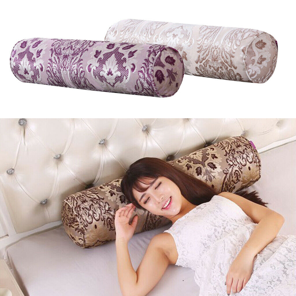 Pack of 2 Long Neck Roll Pillow Round Bolster Legs Support w/Removable Cover