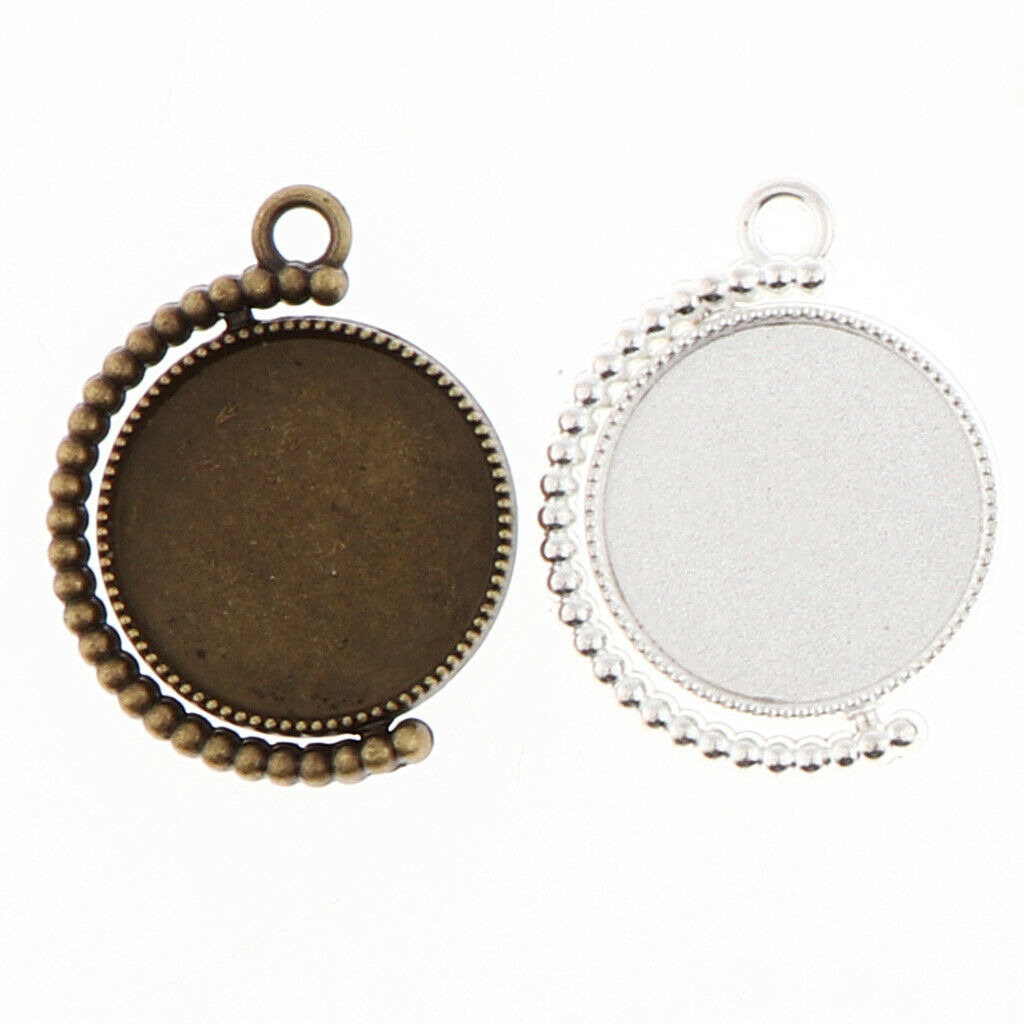 6 Pcs Blank Rotary Charm Pendant Base Settings Tray for