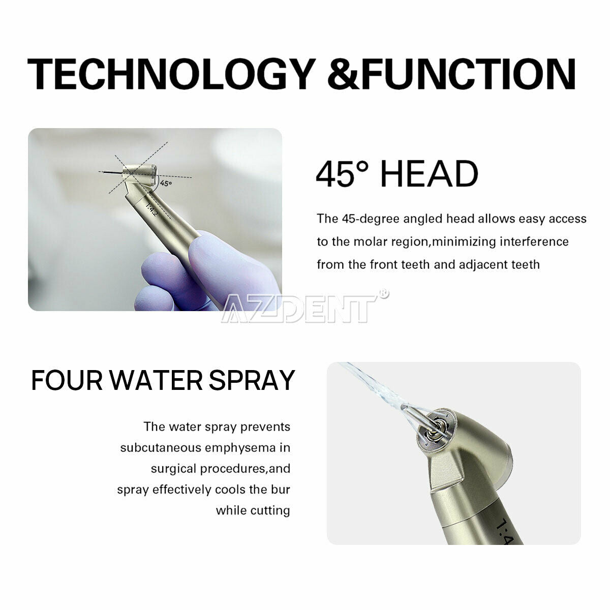45 Degree Dental Contra Angle with led light surgical handpiece 1:4.2 Increasing