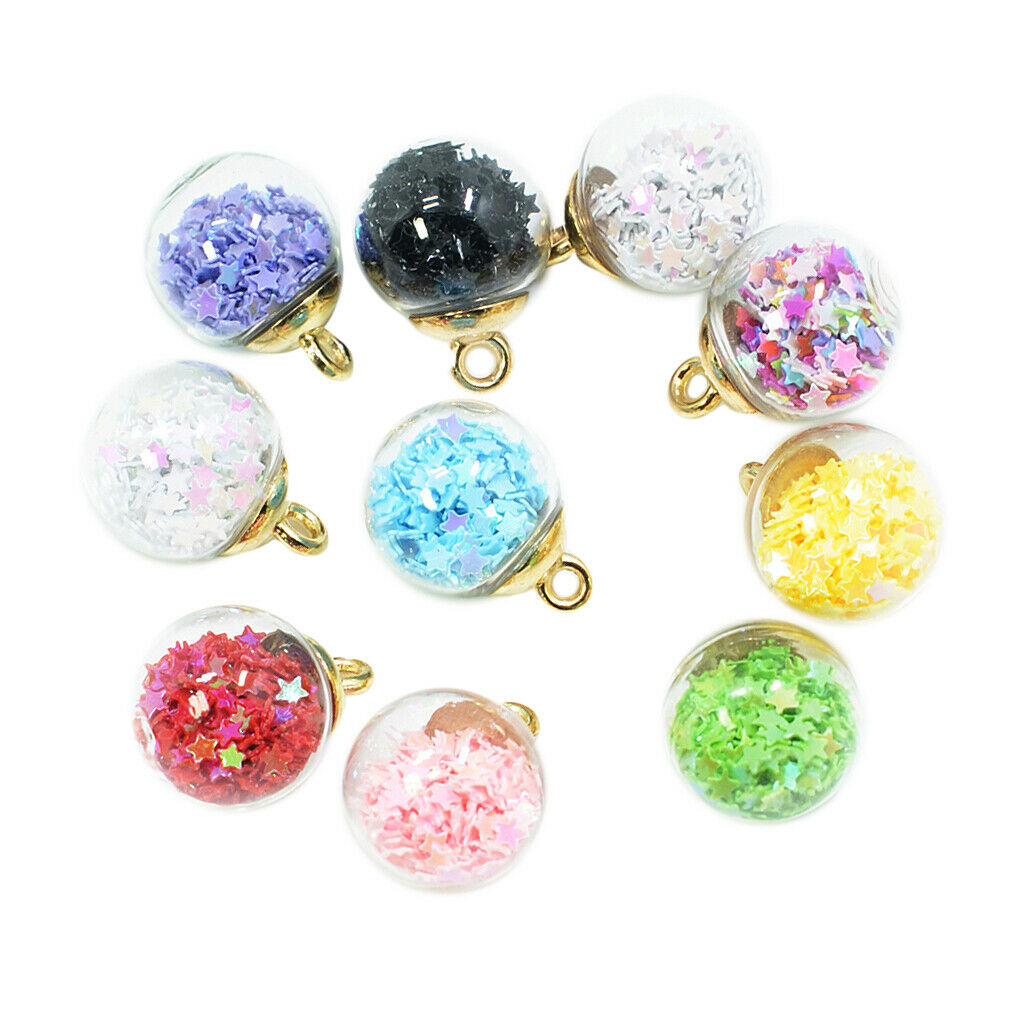 10x 16mm Assorted Color Glass Ball Charms DIY Earring Jewelry Findings