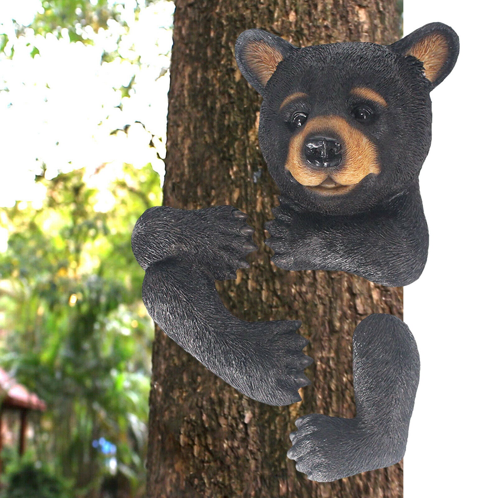 Black Bear Tree Hugger Hanging Sculpture Home Garden Decor Adults Kids Toys