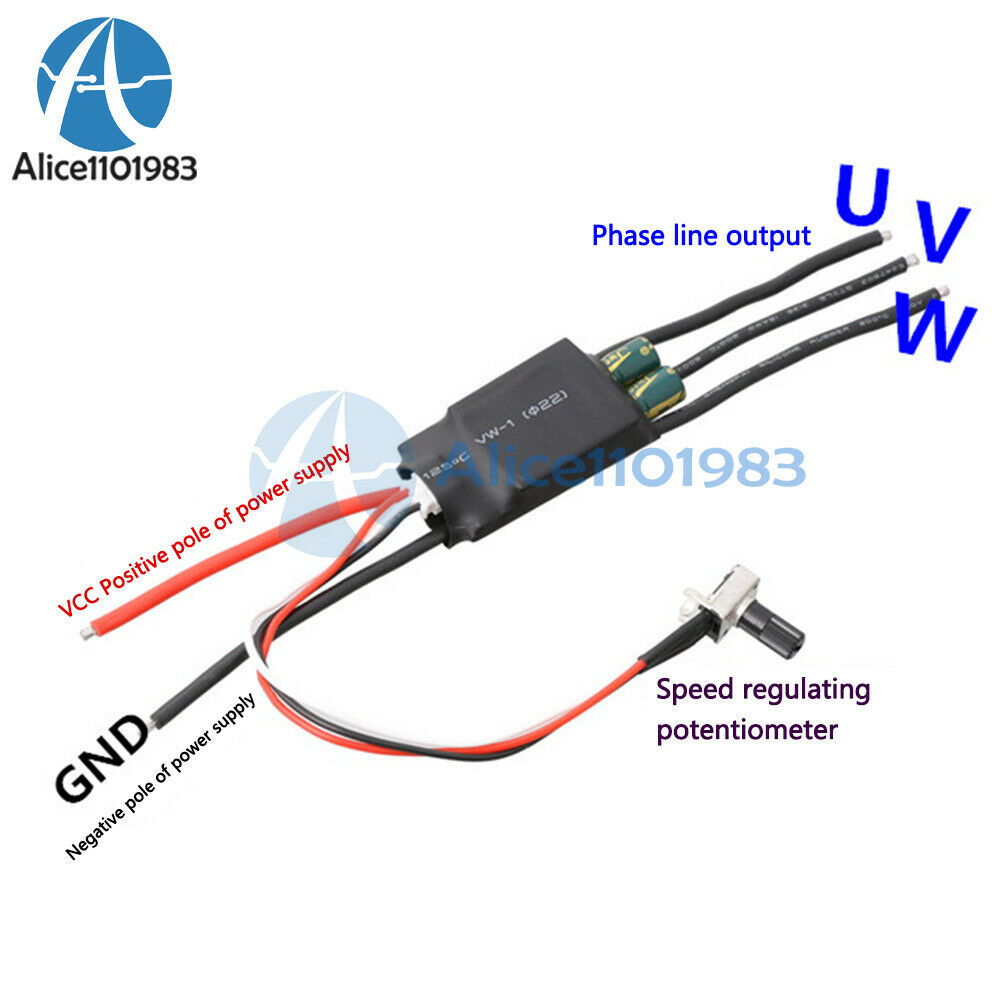 3-phase DC 7V-24V 12V Brushless Hallless Motor Pump Driver ESC Speed Controller