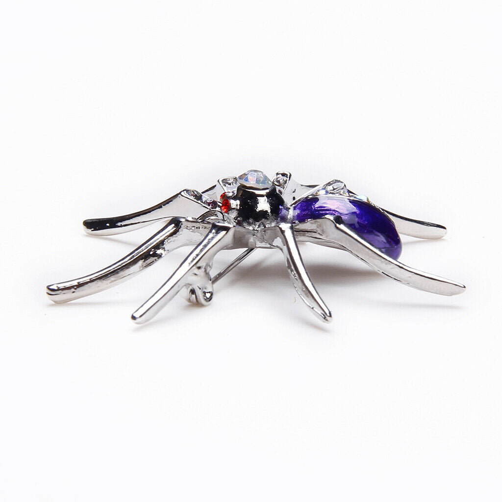 2x Luxurious Spider Widow Animal Clip Rhinestone Pin Brooch Purple Fit Bag Hat
