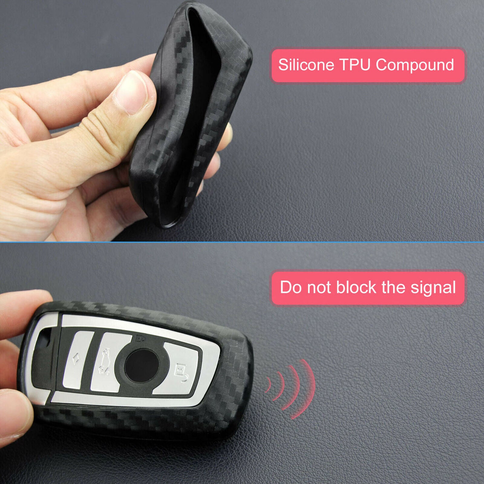 For BMW 1 2 3 4 5 6 7 Series X3 X4 Carbon Fiber Key Case Cover Fob Holder Shell