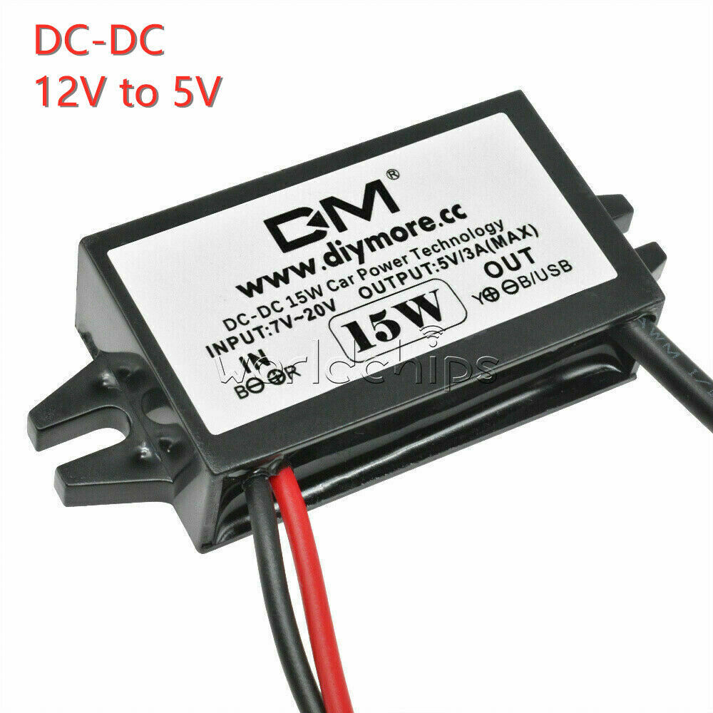 DC-DC Converter 12V to 5V 3A Step Down Power Supply Module Micro USB Waterproof