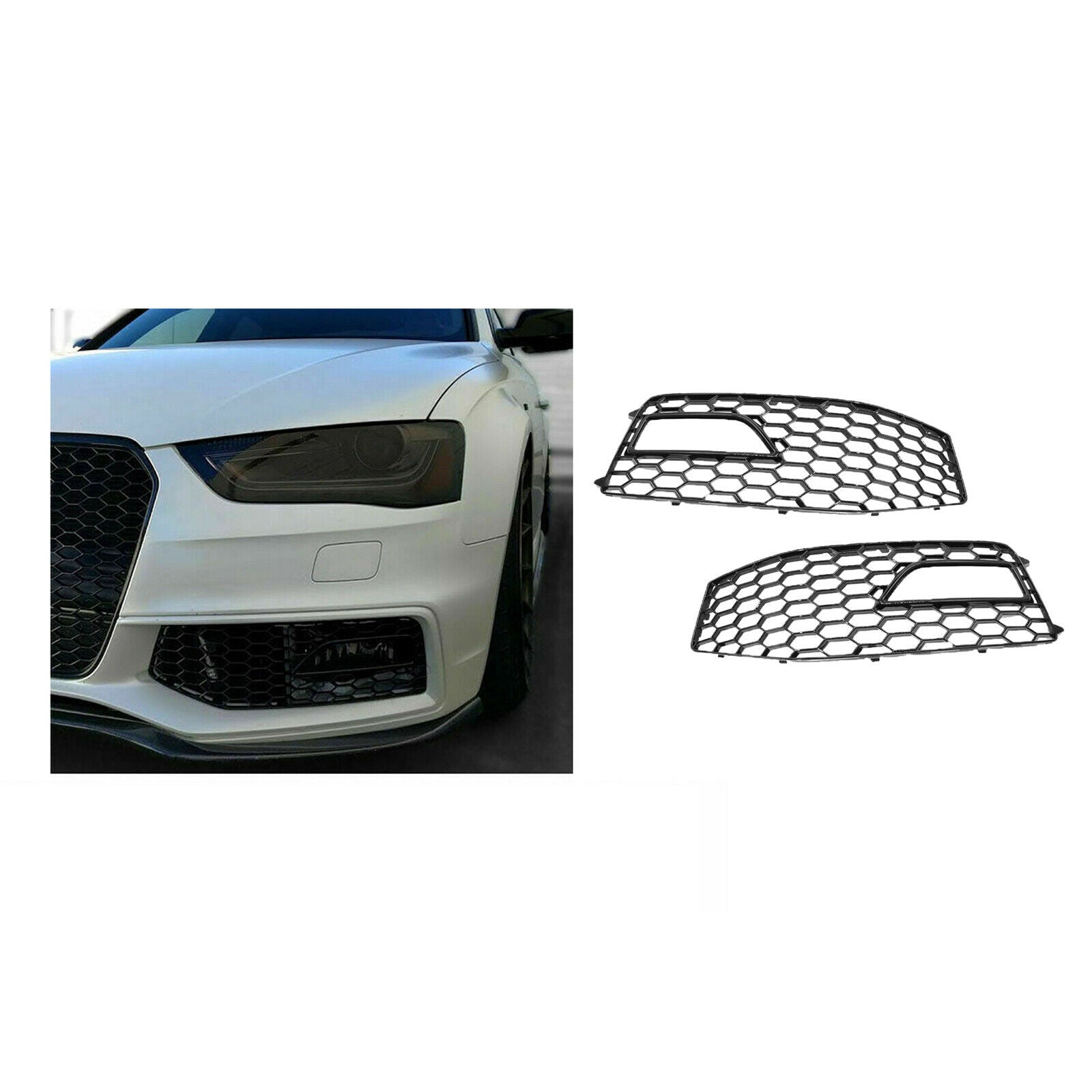 1 Pair Fog Light Grilles Fog Lamp Frame For RS4 Style S-Line 2013-2016