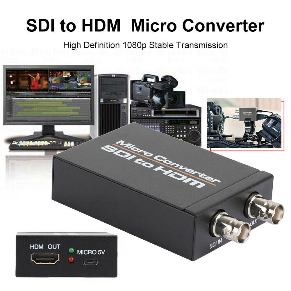 1 SDI In to 2 HDM + SDI Out Mini HD Video Micro Converter Audio Switcher BLK CA