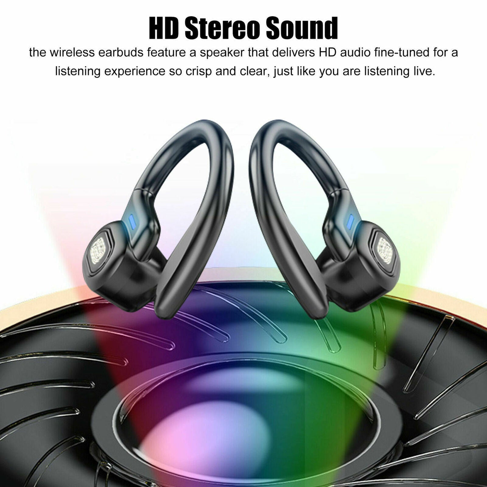 Bluetooth 5.0 Headset  Stereo Wireless Earbuds Earphones Headphones Ear Hook