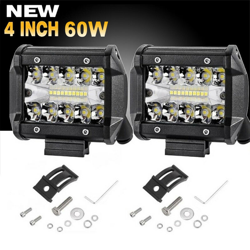 4"   Row 60W 20LED Work Lights Bar Driving Fog Flood Spot for Truck ATV IO S Ek