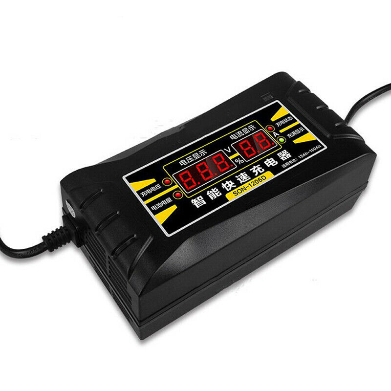 12V 6A Car Motorcycle Smart Fast Lead-acid Battery Charger LCD Display US PlBDA
