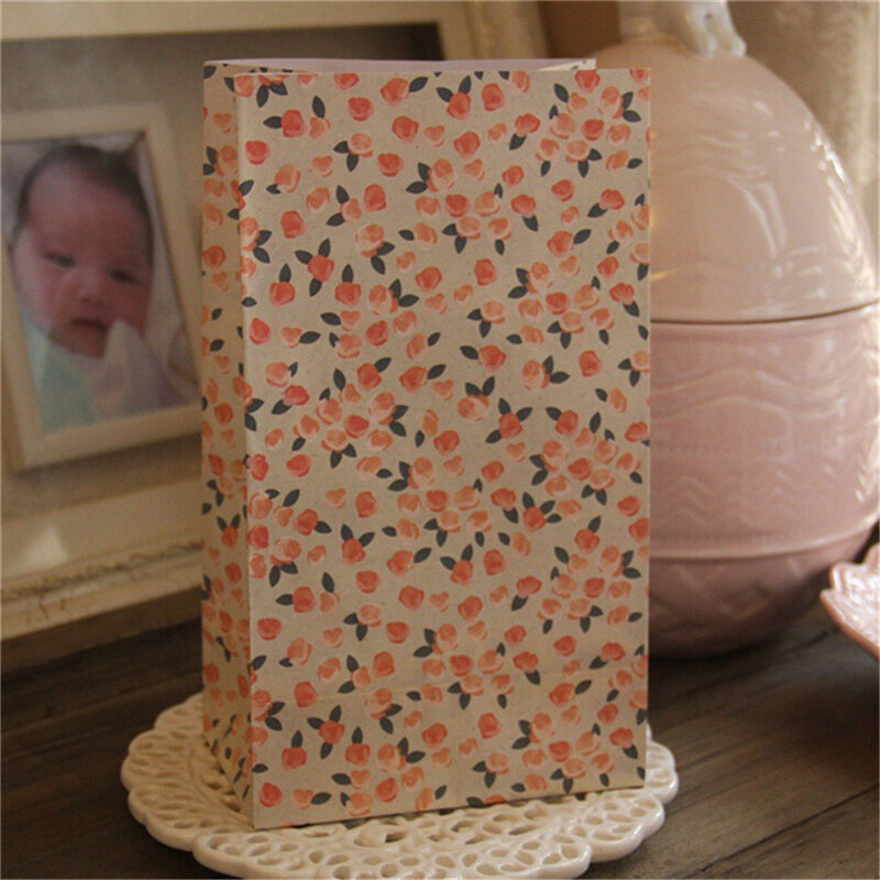 4pcs Flower Floral Paper Xmas Party Holiday Cookies Gift Bag Holder + Sti.l8