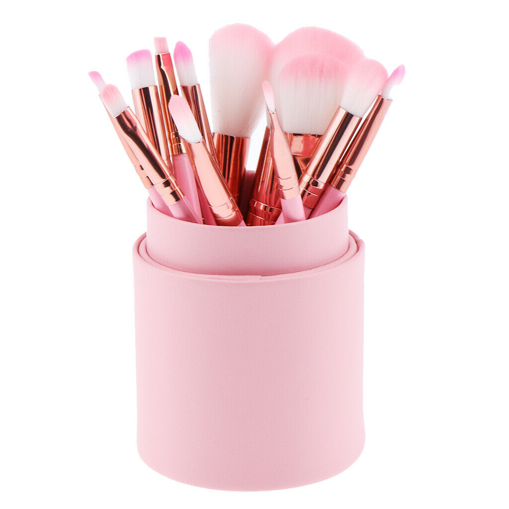 12 Pieces Eye Nose Face Makeup Brushes Blush Powder Foundation Brush Pink