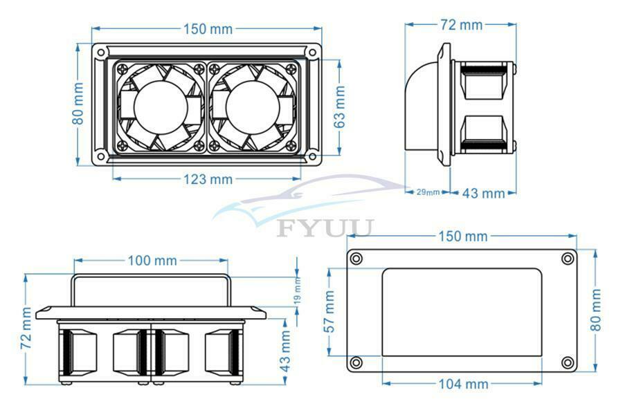 1PCS 25W Side Vent Exhaust Fan Plastic Black For RV Camper Trailer Boat Yacht