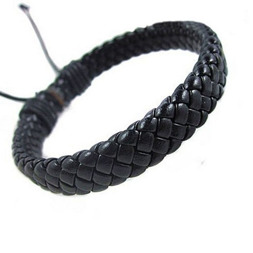 Retro Leather Bracelet Bangle Cuff Rope Black Surfer Wrap Adjustable Men Women