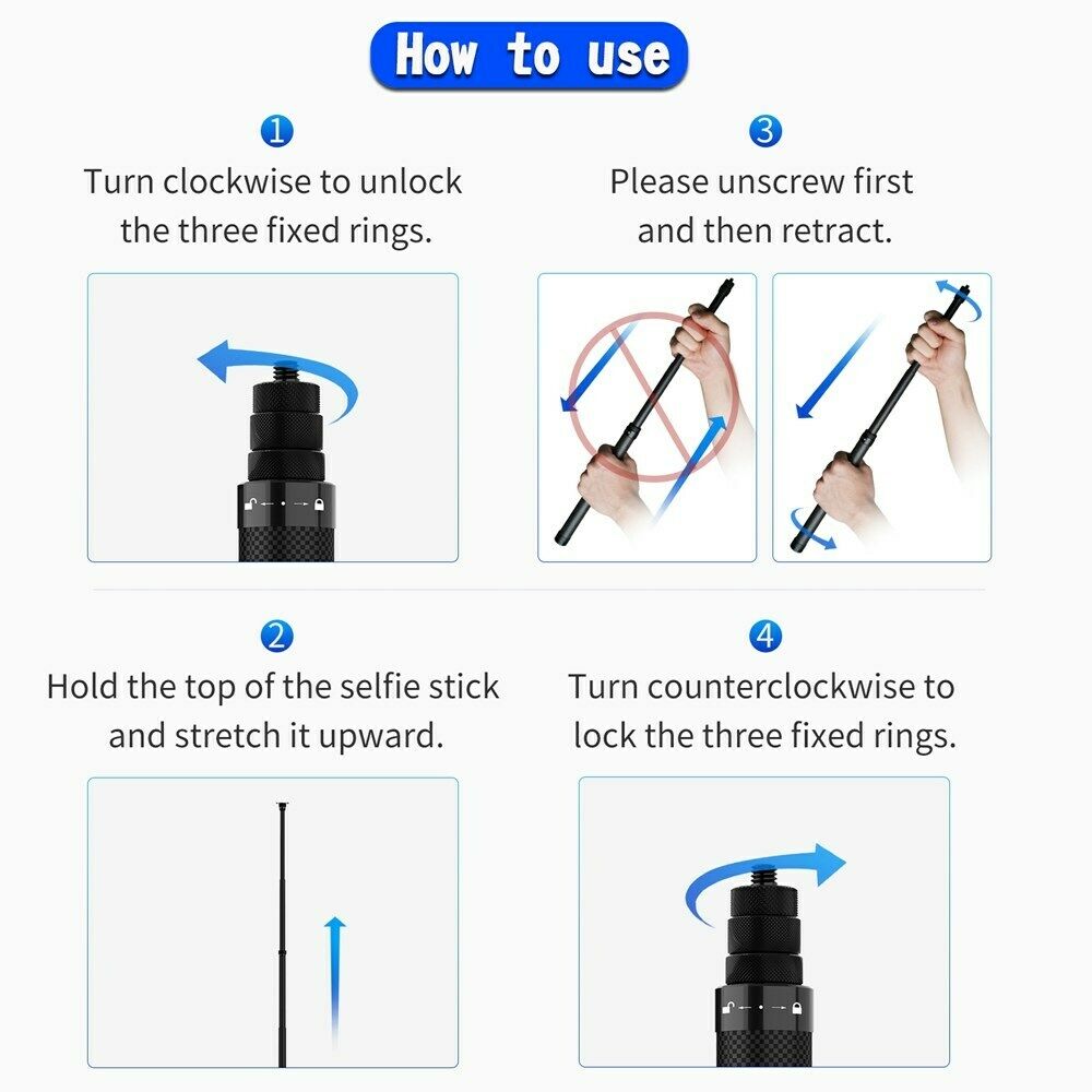 For Telesin Carbon Fiber Selfie Stick Phone Holder Anti-Shake Live Support AF6