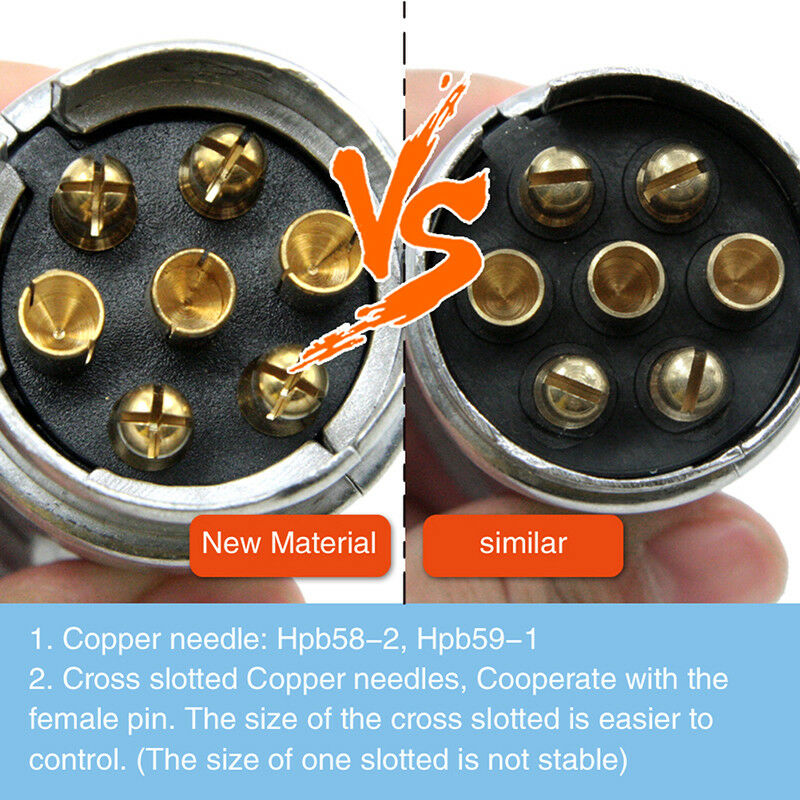 7 Pin Car Electric Socket Round Male Metal Adapter For Caravan Trailer Plug H Qx