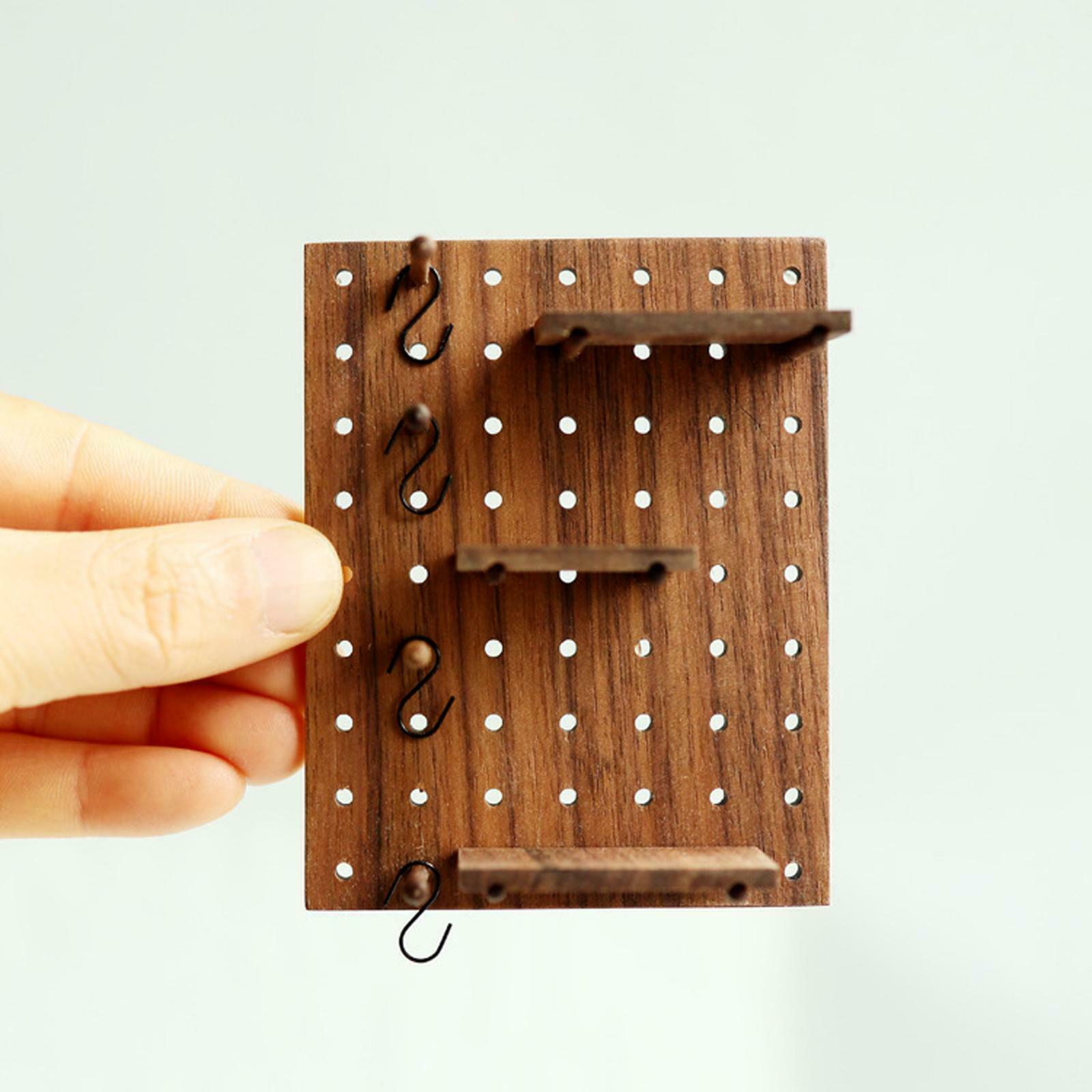 1/6 1/12 DIY Mini Wall Mounted Storage Rack with Hooks Shelves Home Supplies