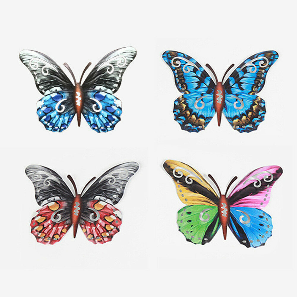 4Pcs Small Metal Butterfly Garden Home Wall Art Ornaments Wrought Iron Hanging