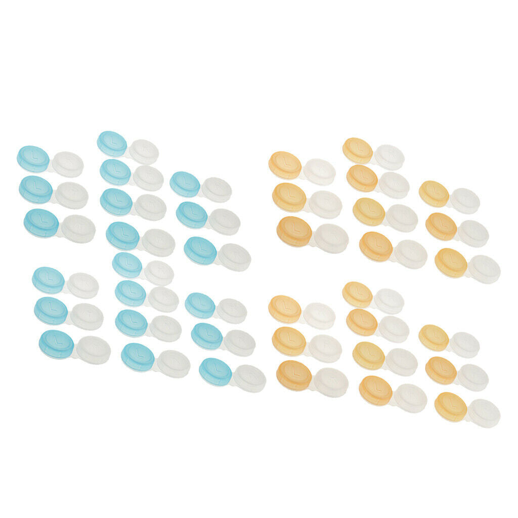 40 Pieces Mini Contact Lens Box Travel Soaking Case Blue Orange Transparent