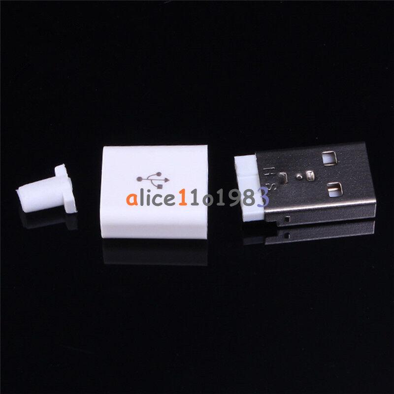 10PCS Male USB Connector USB 2.0 Plug Adapter Kit Type-A 5P White DIY Components