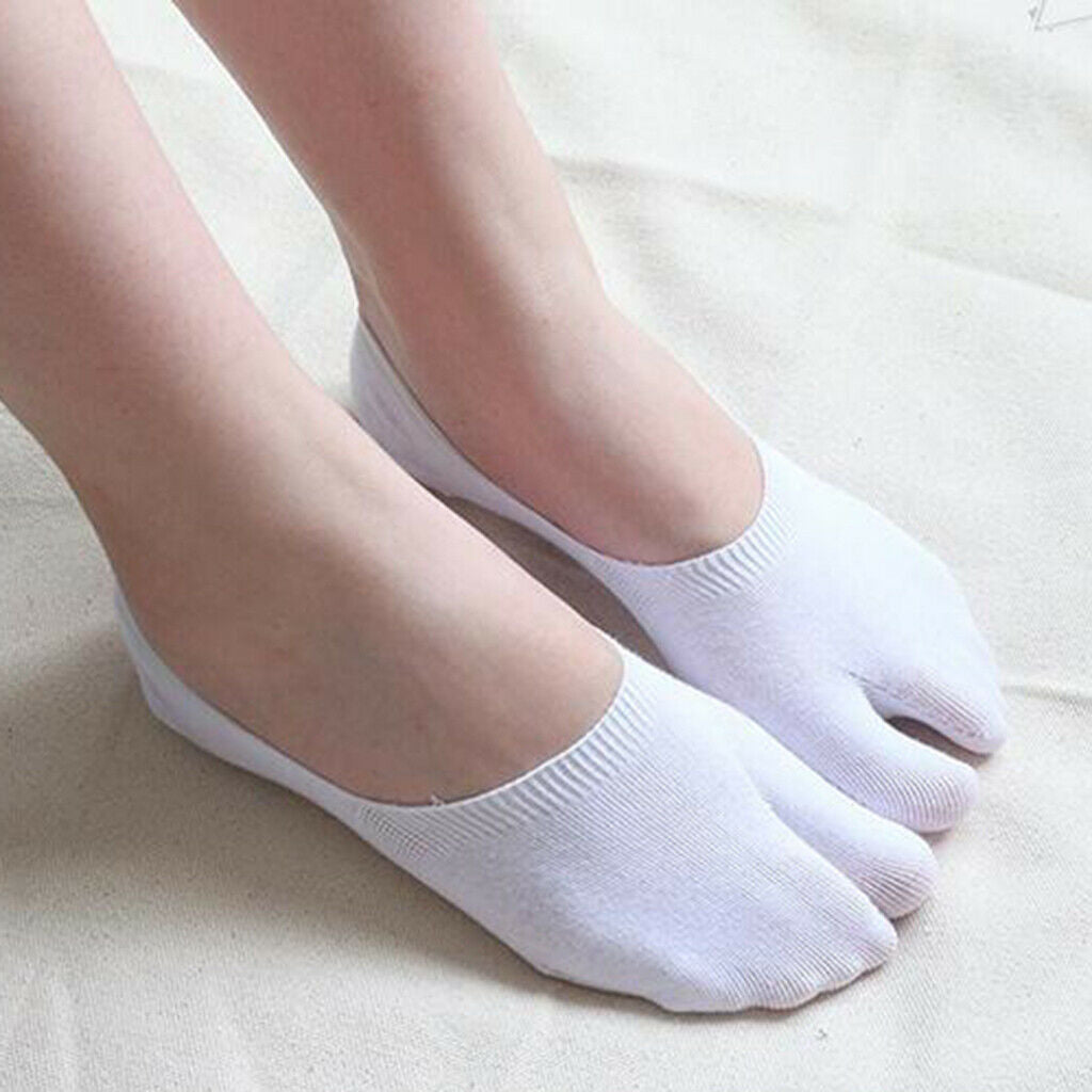 5 Pairs Women's Mixed Color 2 Toe Socks Tabi Socks Non Slip Ankle Boat Socks