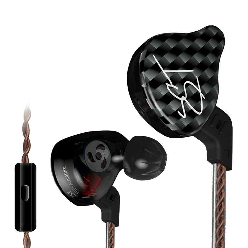 Stereo Bass Headphones Headset In Ear Monitor Hybrid Earbuds with Mic Black