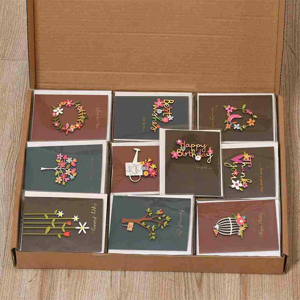 1pcs Thank you Card DIY Dried Flowers Weddings Birthday Krafts New Greeting
