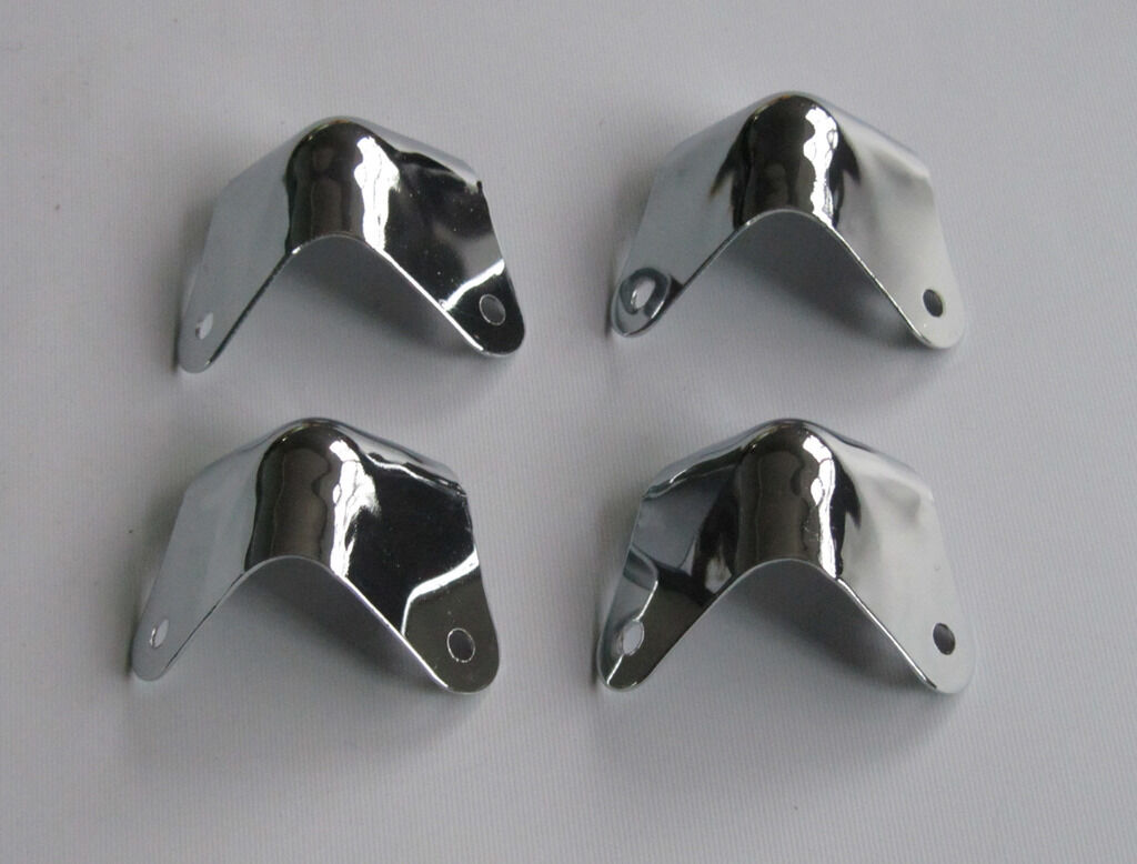 4x Metal 2 Leg Guitar AMP Corner Cabinet Corners Polished Chrome for Fender