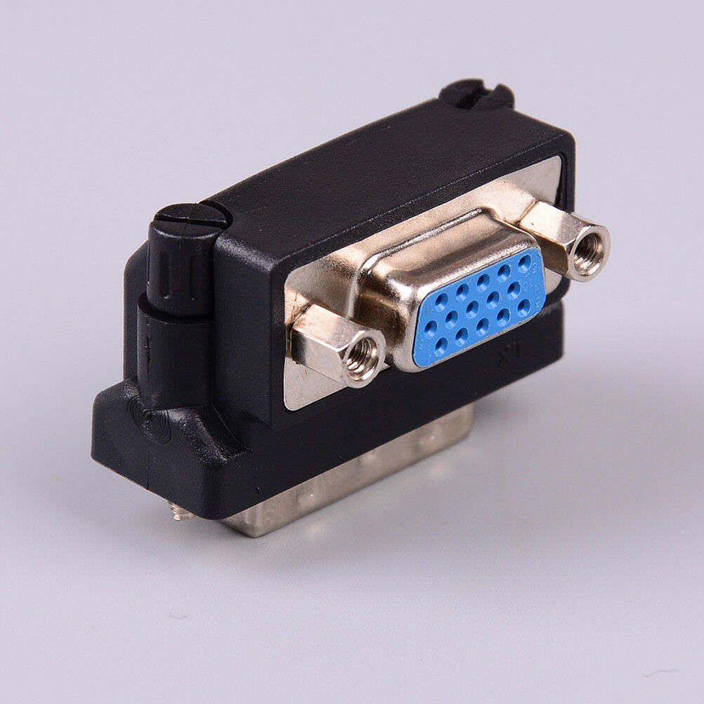 DVI-I 24+5 pin male to VGA 15 pin female 90 degree convertor adapter black JDD