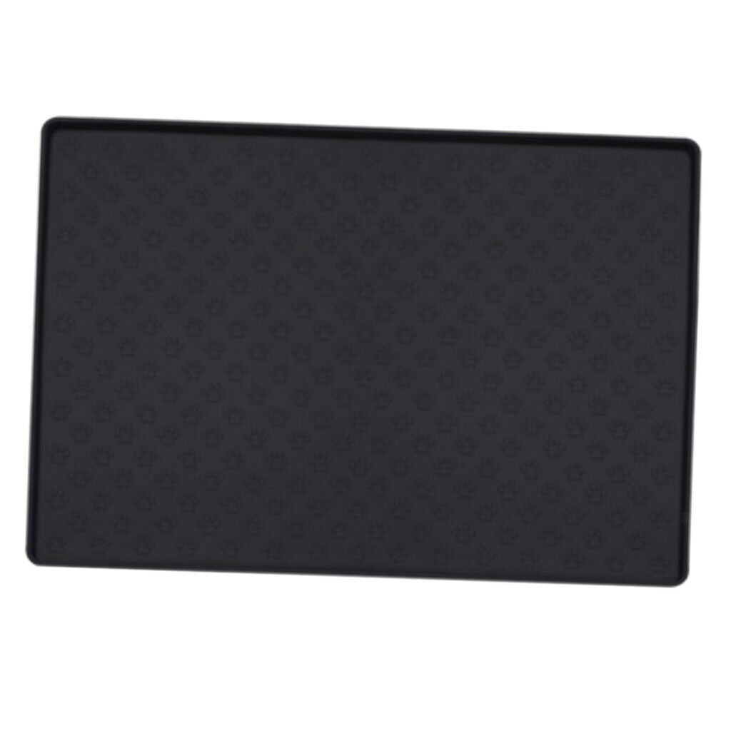 Silicone Dog Cat Pet Food Mats Tray Feeding Mat Bowl Mat Travel Black