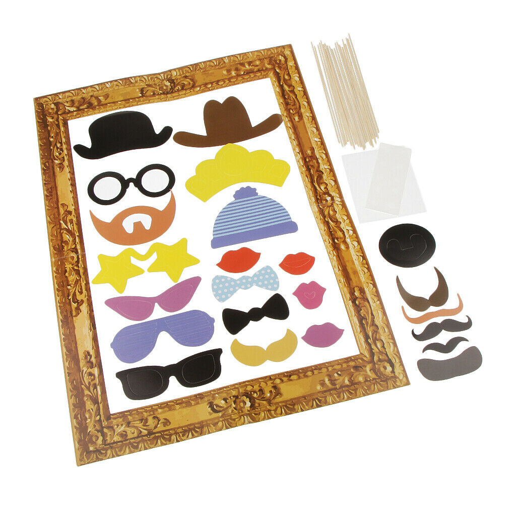 DIY Chalkboard Selfie Frame Photo Booth Props Kits Funny Party Accessories