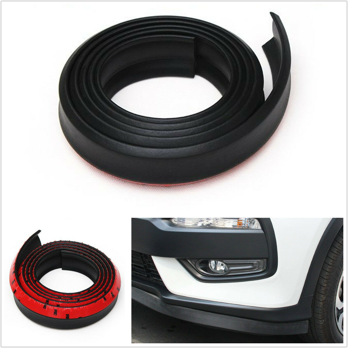 Car SUV Front Bumper Protector Lip Splitter Body Spoiler Skirt Valance Chin 2.5M