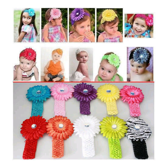 holesale 10pcs Daisy Kid Baby Girl Headband Hairbow Hair Flower Clip Headwear