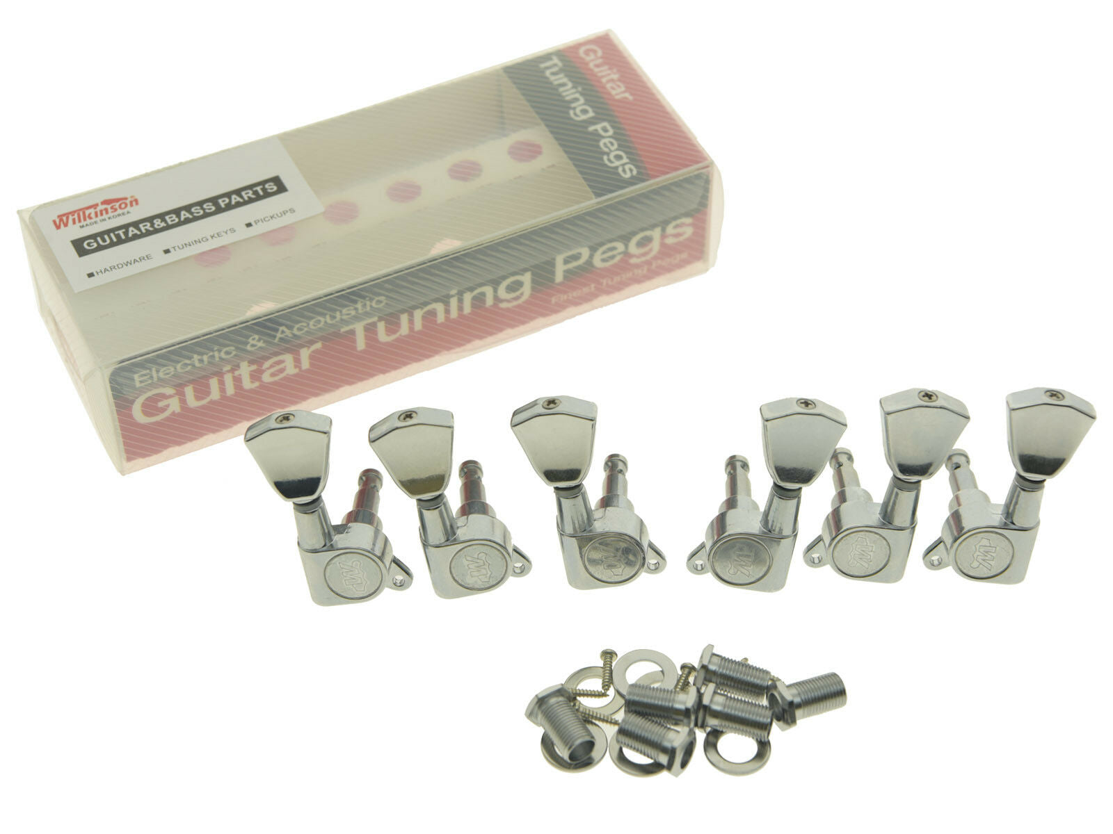 Wilkinson 3x3 E-Z Post Guitar Tuners for Les Paul or Acoustic Guitars Chrome