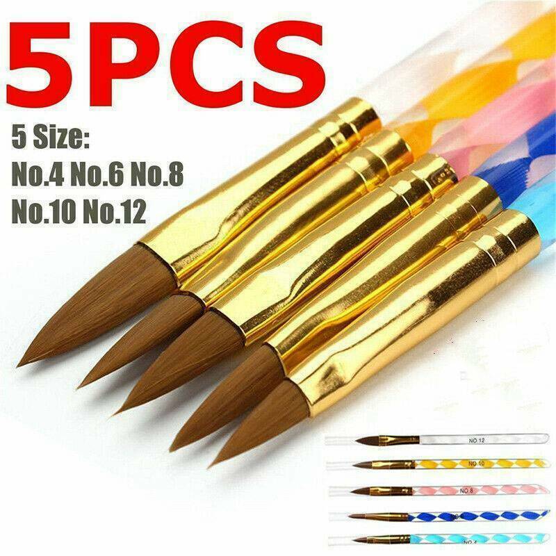 5pcs Nail Art Brushes Set UV Gel Acrylic Tips Polish Beauty Manicure Pen Tools !