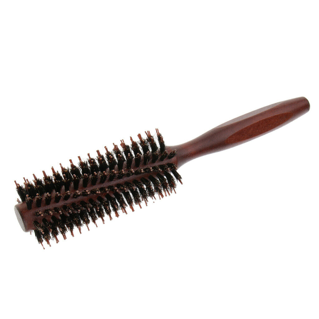 Wooden Handle Fiber Round Hair Care Brush Hair Against Hair Loss Twilled