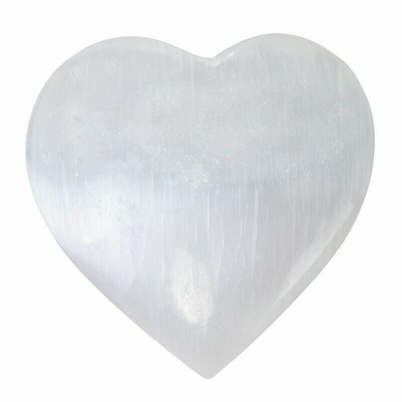 Extra Large Selenite Heart 2.3" Polished Healing Crystal Chakra Reiki Stone
