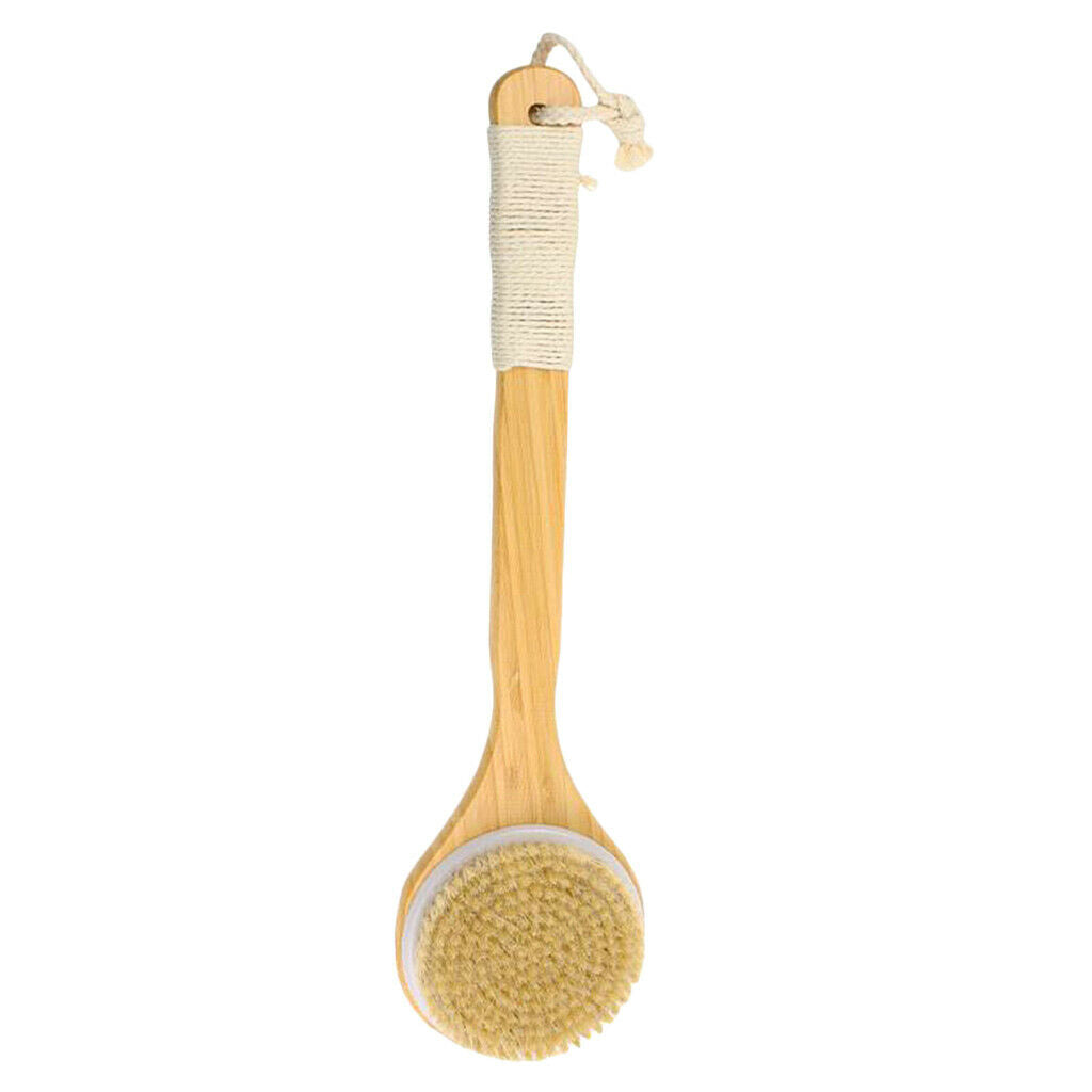 Long Wooden Handle Bath Body Brush for Dry or Wet Shower Back Brush Exfoliation