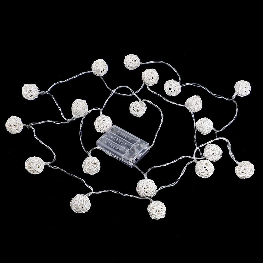 2.5M 20 Rattan Ball Led String Fairy Lights Christmas Tree Ornament Xmas.DD