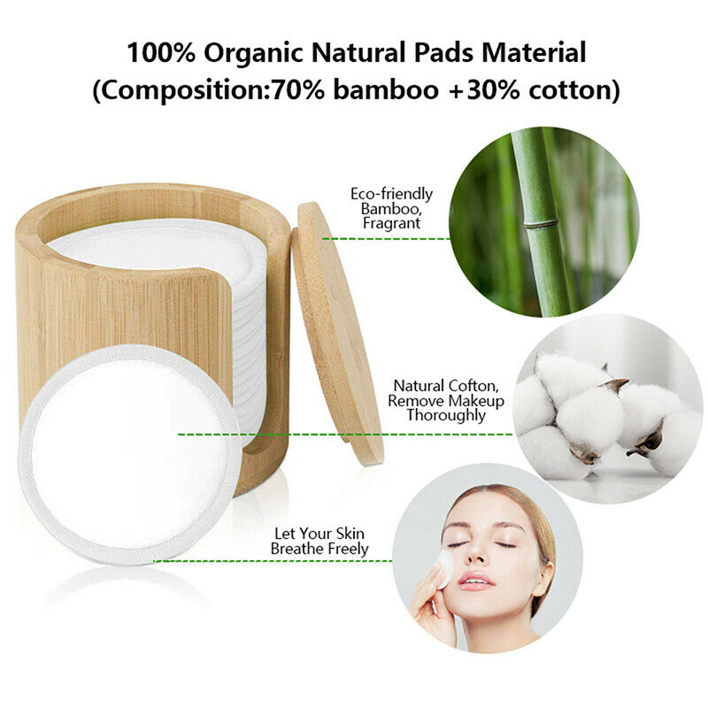 1Set Makeup Remover Pads Reusable Cotton Bamboo Fiber Pads Nursing Skin CleaniI7
